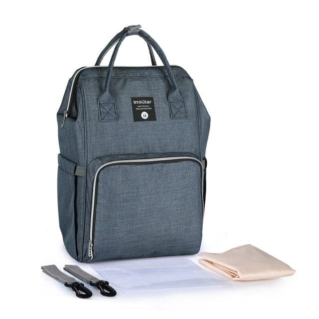 Gray backpack with accessories 