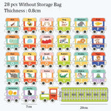 Educational train-themed puzzle with animals and letters.