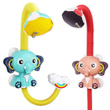Two colorful elephant toys with flexible arms