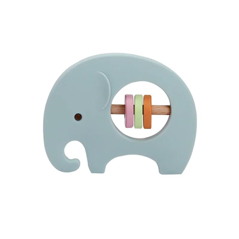 1PC Koala & Elephant Silicone Teether Handbell Rattles - elephant blue image