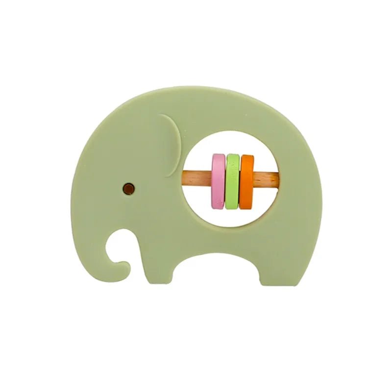 1PC Koala & Elephant Silicone Teether Handbell Rattles - elephant green image