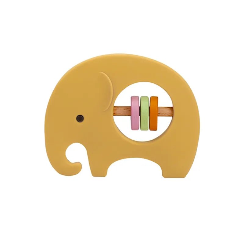 1PC Koala & Elephant Silicone Teether Handbell Rattles - elephant yellow image