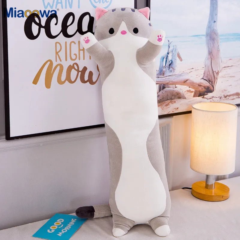 Cat-shaped plush toy.