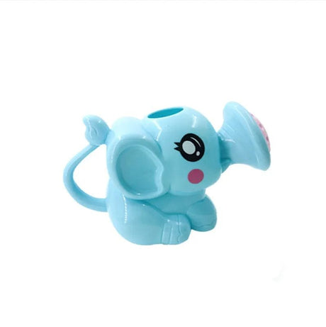 Blue elephant-shaped cup with a pink trunk.