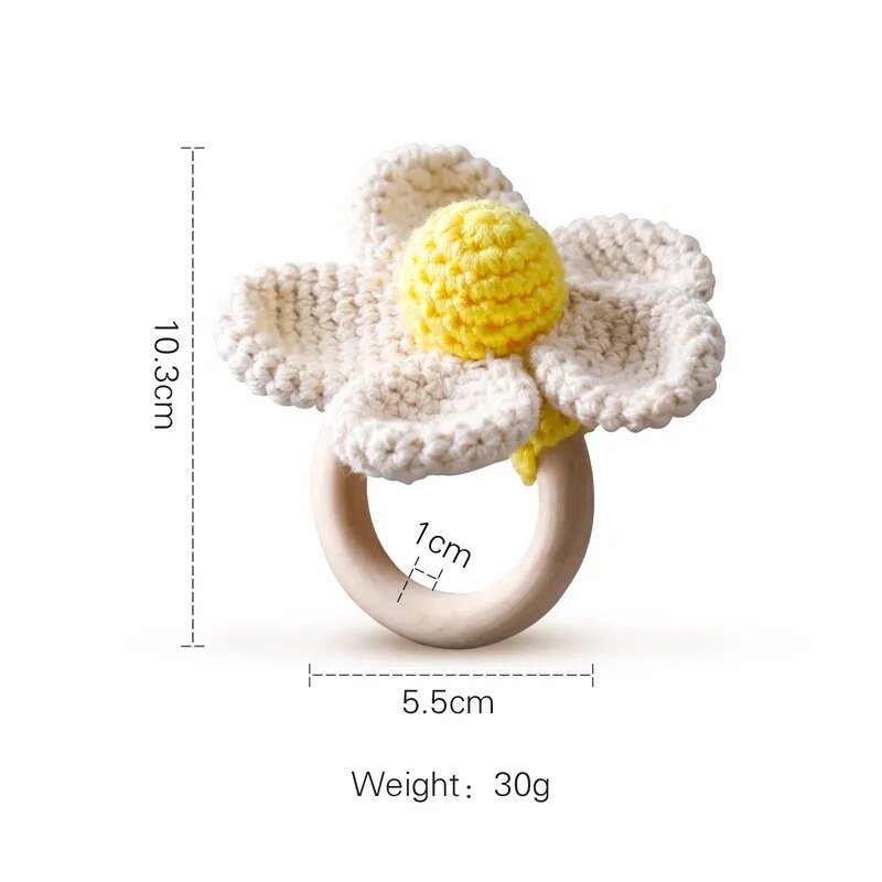 1PC Crochet Animal Wooden Teether & BPA-Free Rattle image 12