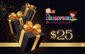 Three black gift boxes with gold ribbons and 'Kidi Joy Town' logo on a dark background.