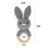 1PC Crochet Bear Rattle & Teether Bracelet for Babies - Gray image