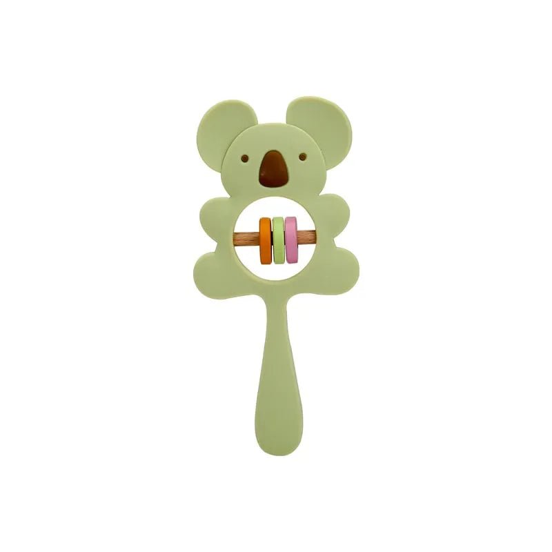 1PC Koala & Elephant Silicone Teether Handbell Rattles - koala green image