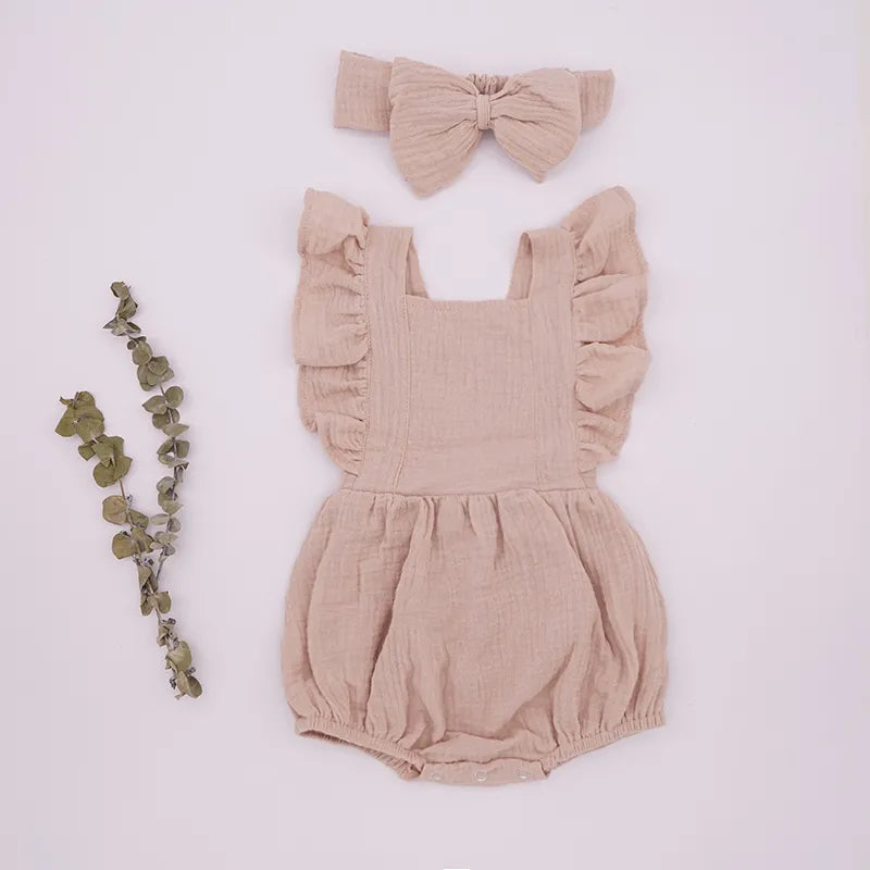 Organic Cotton Ruffle Romper & Headband