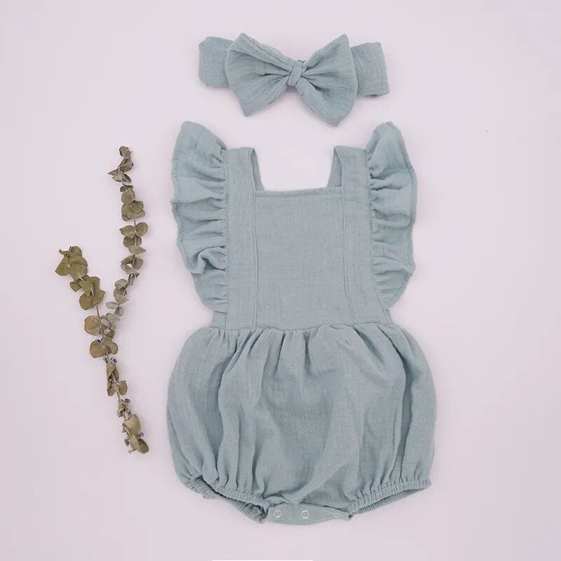 Organic Cotton Ruffle Romper & Headband