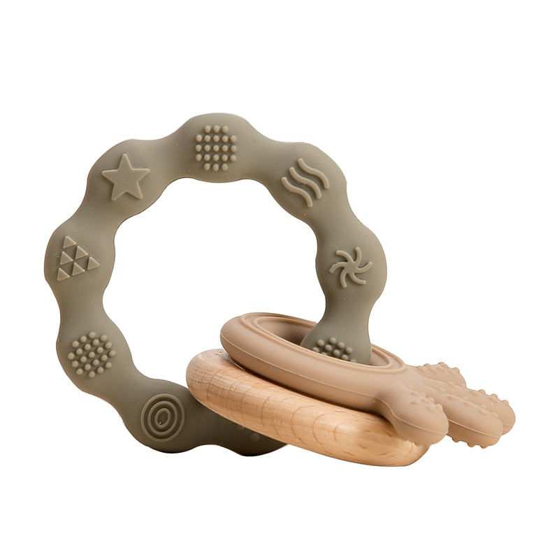 Rudder-Shape Silicone & Wooden Teether Toy