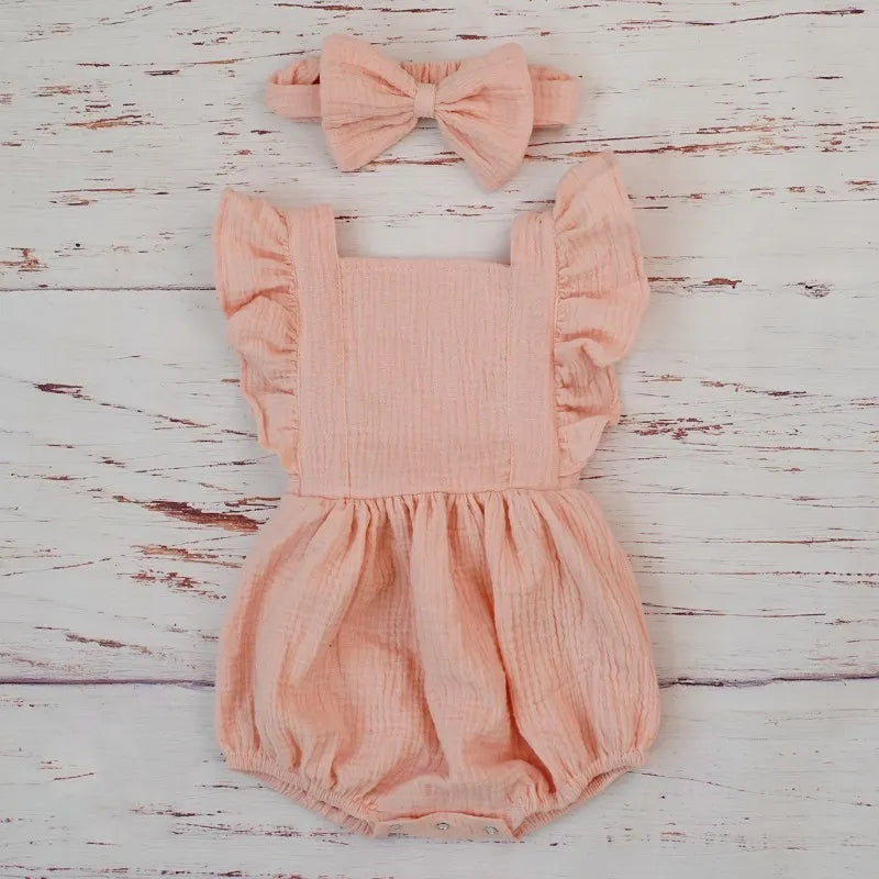 Organic Cotton Ruffle Romper & Headband