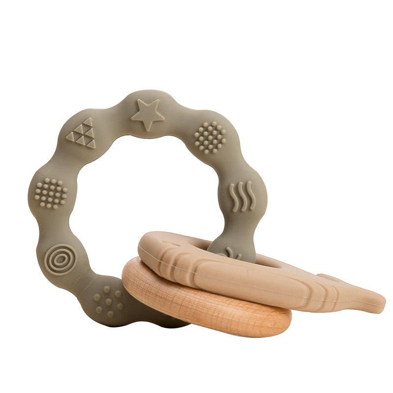 Rudder-Shape Silicone & Wooden Teether Toy