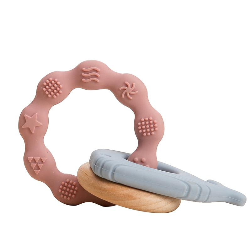 Rudder-Shape Silicone & Wooden Teether Toy