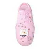 Pink baby swaddle with cartoon pig design 