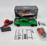 Toy drift racing car set with remote control, car body, and accessories 