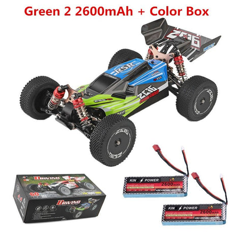 RC car with batteries and packaging.