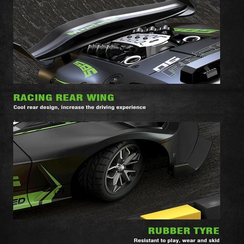 Racing rear wing with rubber tyre