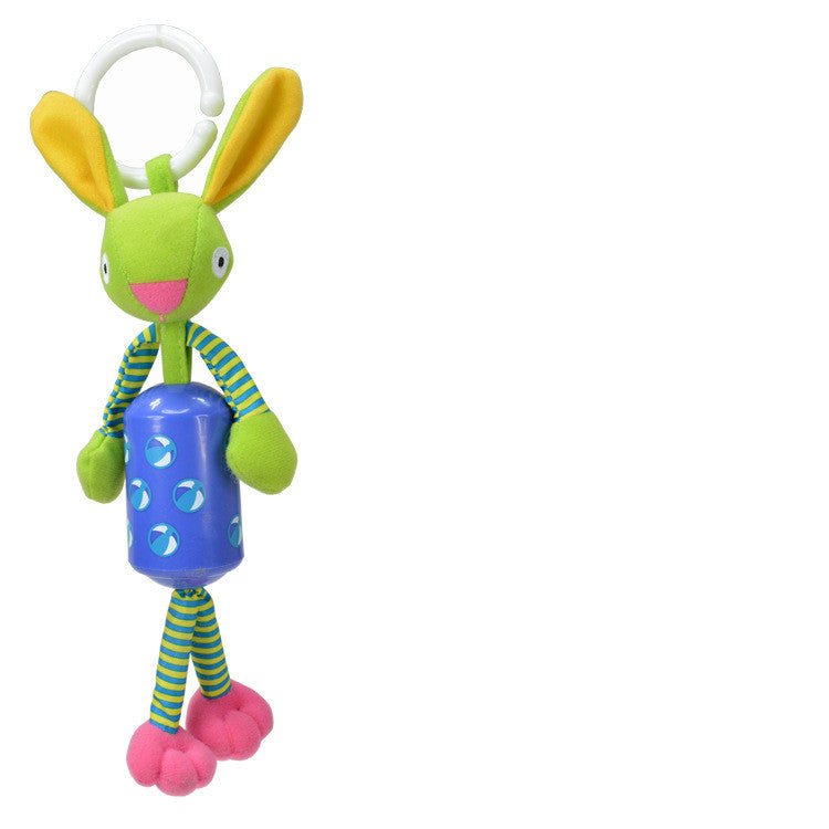 Colorful baby toy with a green rabbit-like figure.