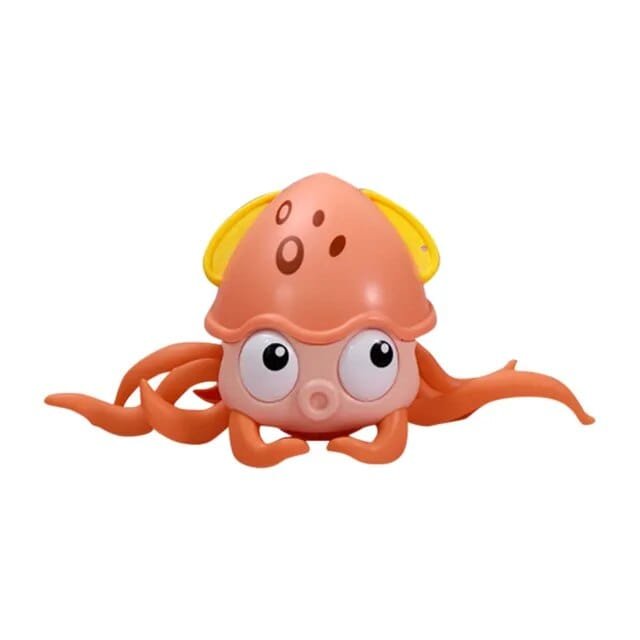 Toy octopus with a yellow hat.