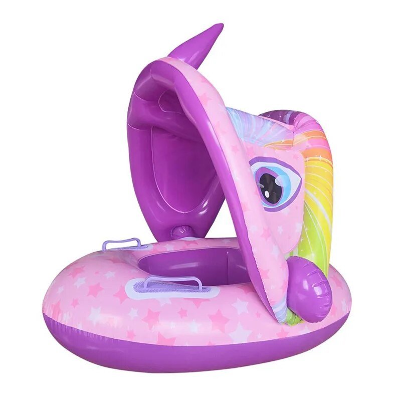 Inflatable unicorn seat with a white background