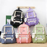 Set of colorful backpacks.