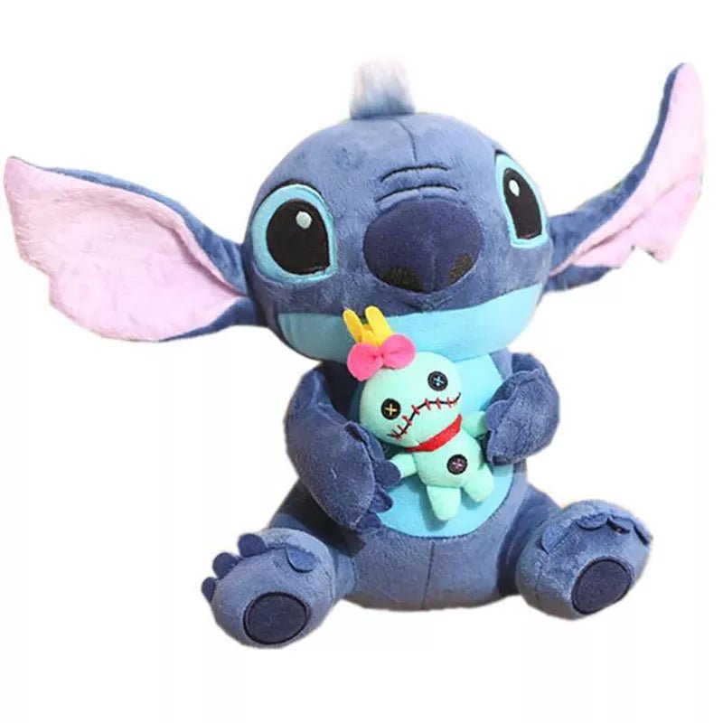 Plush toy resembling a character from a popular animated movie, holding a smaller plush toy.