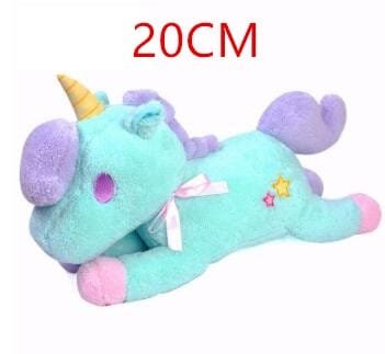 Plush toy unicorn with a size label '20CM'.