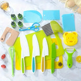 Collection of kitchen utensils including knives, cutting boards, and tools.