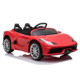 Red toy car with black interior.