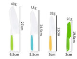 Set of four knives with measurements 