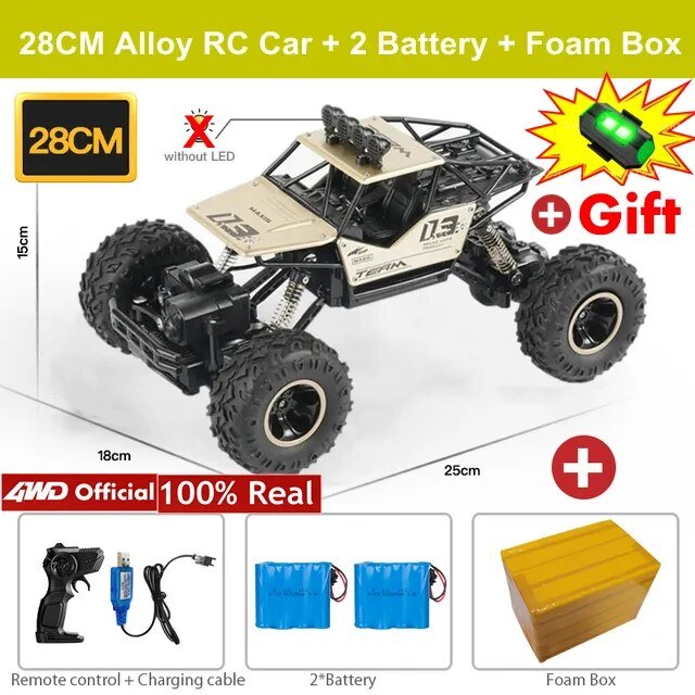 28CM Alloy RC Car with 2 Batteries and Foam Box.