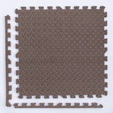 Brown interlocking foam mat.