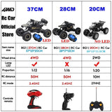 Comparison chart of RC cars with different specifications and sizes.