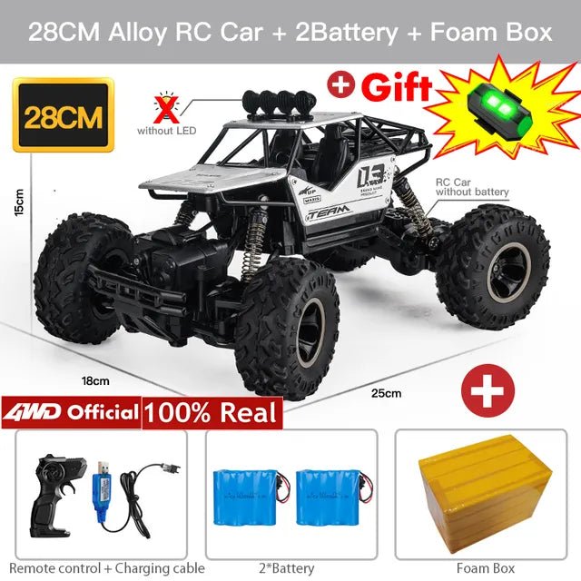 28CM Alloy RC Car with 2 Batteries and Foam Box.