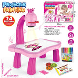 Pink projector painting toy with accessories and packaging 