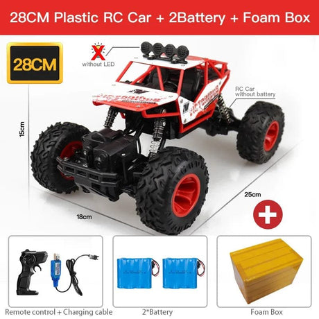 28CM Plastic RC Car with 2 Batteries and Foam Box.