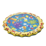 Colorful inflatable pool with cartoon sea creatures.