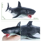 Shark toy with measurements.