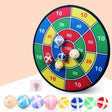 Colorful dartboard game with darts.