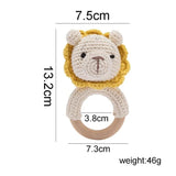 Wooden Baby Rattle & Teether - Crochet Animal Designs - Lion image