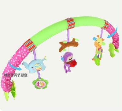 Colorful baby crib arch with hanging toys 