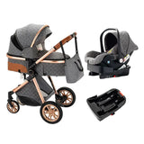Gray baby stroller and car seat set