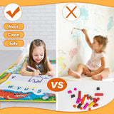 Comparison of a child drawing on a mat versus painting on a wall 