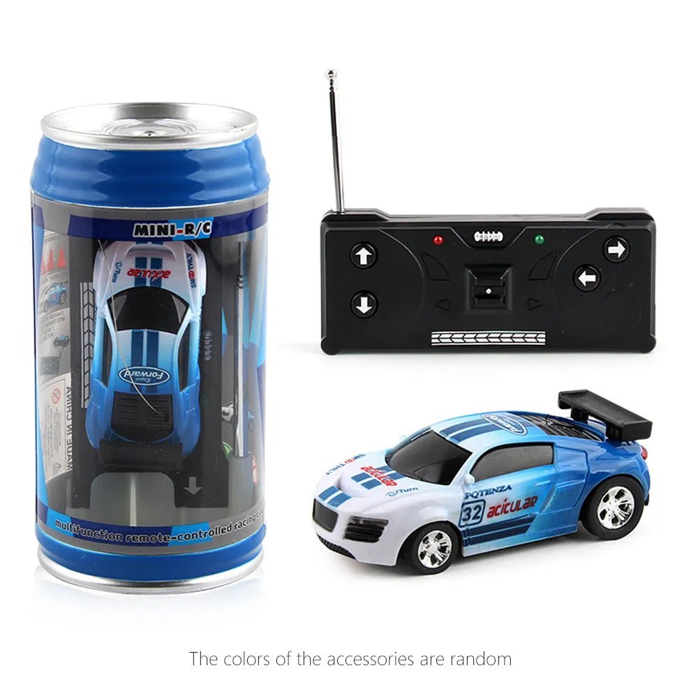 Blue Mini RC car with remote control and packaging