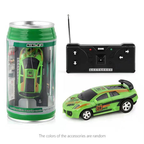Green remote-controlled car with packaging and remote control 