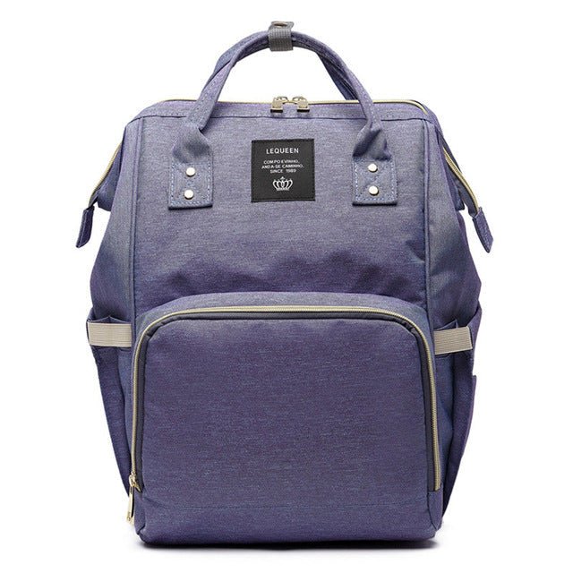 Blue backpack with visible brand logo 