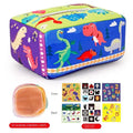 Colorful soft book with dinosaur illustrations and additional images