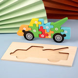 Colorful car-shaped puzzle with numbers