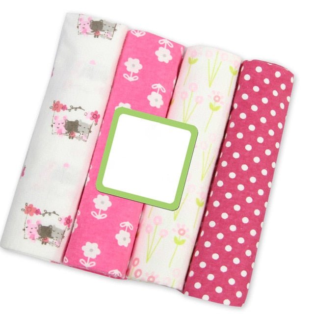 Four fabric swatches with different patterns.